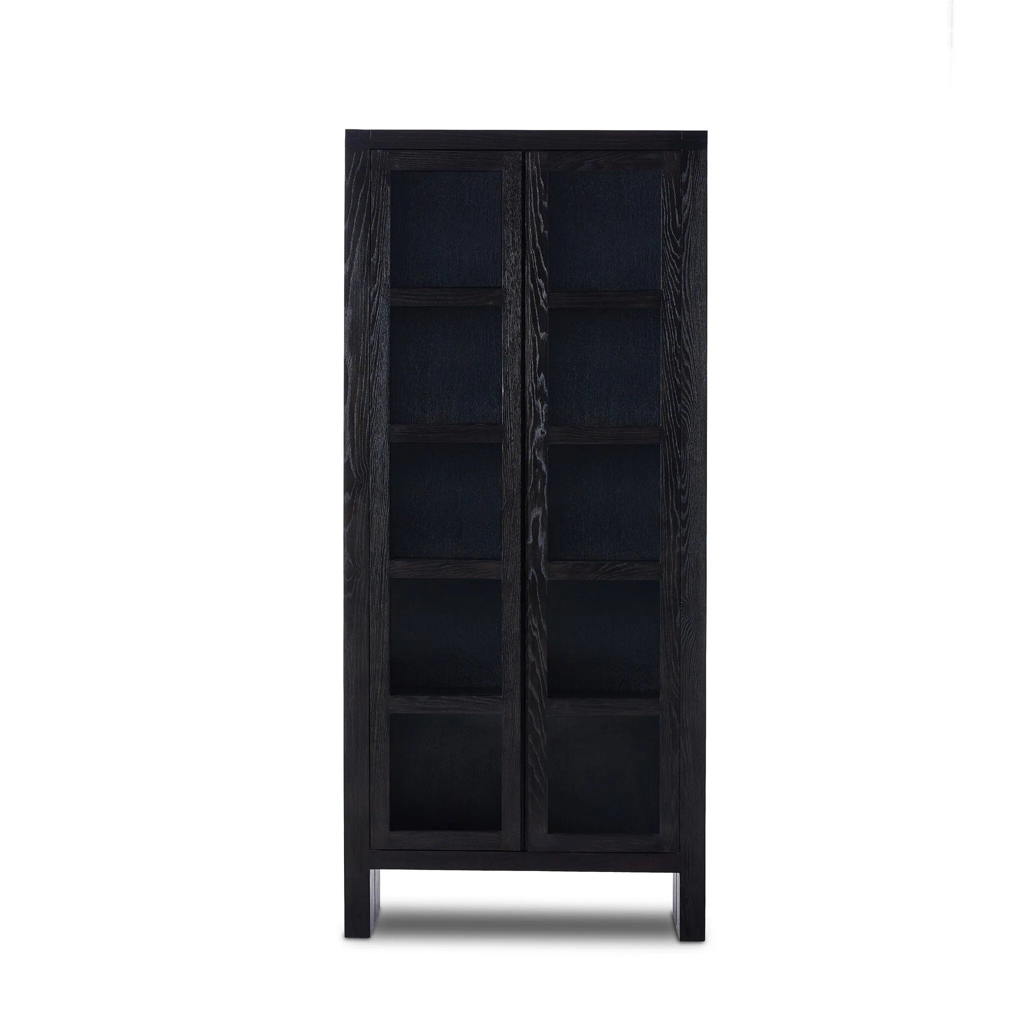 Featuring Warby Worn Black Cabinet by Four Hands at Amethyst Home. This minimal-inspired bookcase is crafted from a mix of solid oak and worn black veneer. Featuring glass-front doors and spacious shelves for storage and display.
Overall Dimensions: 18.0" L x 42.0" W x 94.0" H
Collection: BennettColors: Worn Black Veneer, Worn Black OakMaterials: Thick Oak . Amethyst Home provides interior design, new home construction design consulting, vintage area rugs, and lighting in the Charlotte metro area.