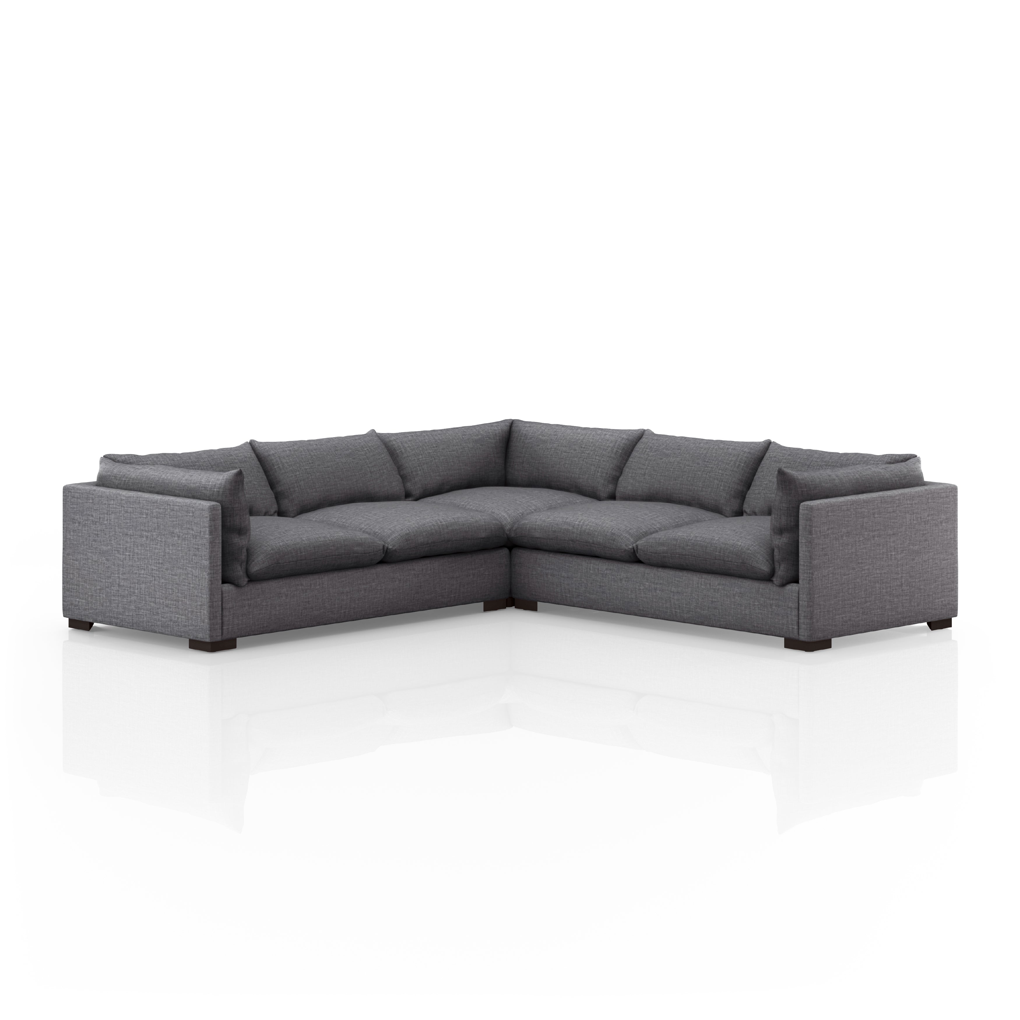 Featuring Westwood Bennett Charcoal 3-PC Sectional by Four Hands at Amethyst Home. Westwood Bennett Charcoal 3-PC Sectional's clean-lined and simply styled, high-performance fabric places a family-friendly twist on the quintessential sectional. A wooden base keeps things classy while casual. Various configuration options offer flexibility in any size space. Performance fabrics are specially cr. Amethyst Home provides interior design services, furniture, rugs, and lighting in the  Miami metro area.
