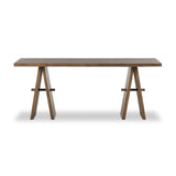 Featuring Wylie Rustic Grey Writing Desk by Four Hands at Amethyst Home. A minimalist frame on this large-scale desk lets the natural character of cracked oak take center stage. Designed with A-frame legs with exposed wood dowel joinery.
Overall Dimensions: 30.0" L x 75.0" W x 30.0" H
Collection: HaidenColors: Rustic Grey VeneerMaterials: Thick Oak Veneer ,. Amethyst Home provides interior design, new home construction design consulting, vintage area rugs, and lighting in the Charlotte metro area.