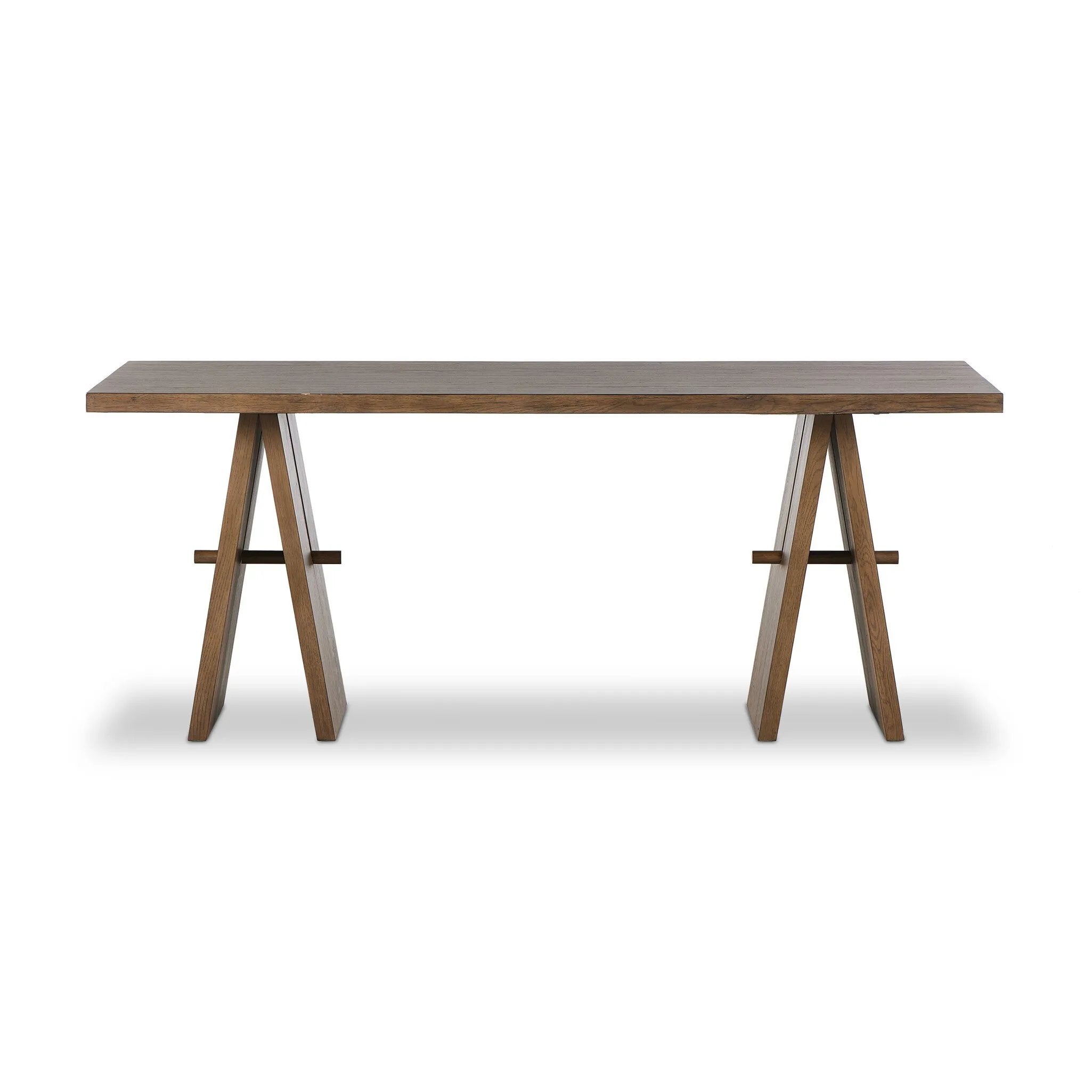 Featuring Wylie Rustic Grey Writing Desk by Four Hands at Amethyst Home. A minimalist frame on this large-scale desk lets the natural character of cracked oak take center stage. Designed with A-frame legs with exposed wood dowel joinery.
Overall Dimensions: 30.0" L x 75.0" W x 30.0" H
Collection: HaidenColors: Rustic Grey VeneerMaterials: Thick Oak Veneer ,. Amethyst Home provides interior design, new home construction design consulting, vintage area rugs, and lighting in the Charlotte metro area.