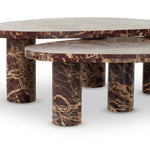 Featuring Zion Merlot Marble Coffee Table Set by Four Hands at Amethyst Home. Made from solid marble with visible natural veining, turned pillar-style legs complement organically shaped tabletops, perfectly sized for nesting. Option to buy tables individually or together as a two-piece set.
Collection: RockwellColors: Merlot MarbleMaterials: Solid MarbleOverall Dimensions: 48"W x 30". Amethyst Home provides interior design, new construction, custom furniture, and area rugs in the Miami metro area.