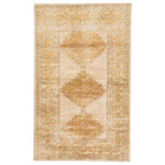 Featuring Gallant Enfield Hand-Knotted Rug by Jaipur Living at Amethyst Home. The updated traditional Gallant collection is an assortment of beautifully colored hand-knotted designs. The Enfield area rug showcases a vintage-inspired bordered medallion design in on-trend golden tones, stunningly distressed for texture and antique vibes. Hand knotted of high-qu.  Amethyst Home provides interior design, new home construction design consulting, vintage area rugs, and lighting in the Dallas metro area.