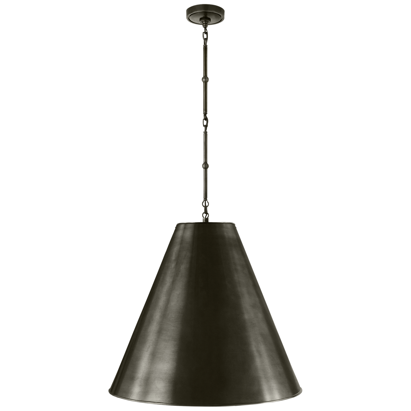 Featuring Goodman Large Hanging Lamp by Visual Comfort at Amethyst Home. The Goodman Large Hanging Lamp by Visual Comfort gives us all the industrial and farmhouse vibes. Available in four different finishes, this looks gorgeous hanging over a kitchen island, sink, or other large area.
Overall Dimensions: 24.5" L x 24.5" W x 48.5" HWeight: 20 lbs.  Amethyst Home provides interior design, new home construction design consulting, vintage area rugs, and lighting in the Newport Beach metro area.