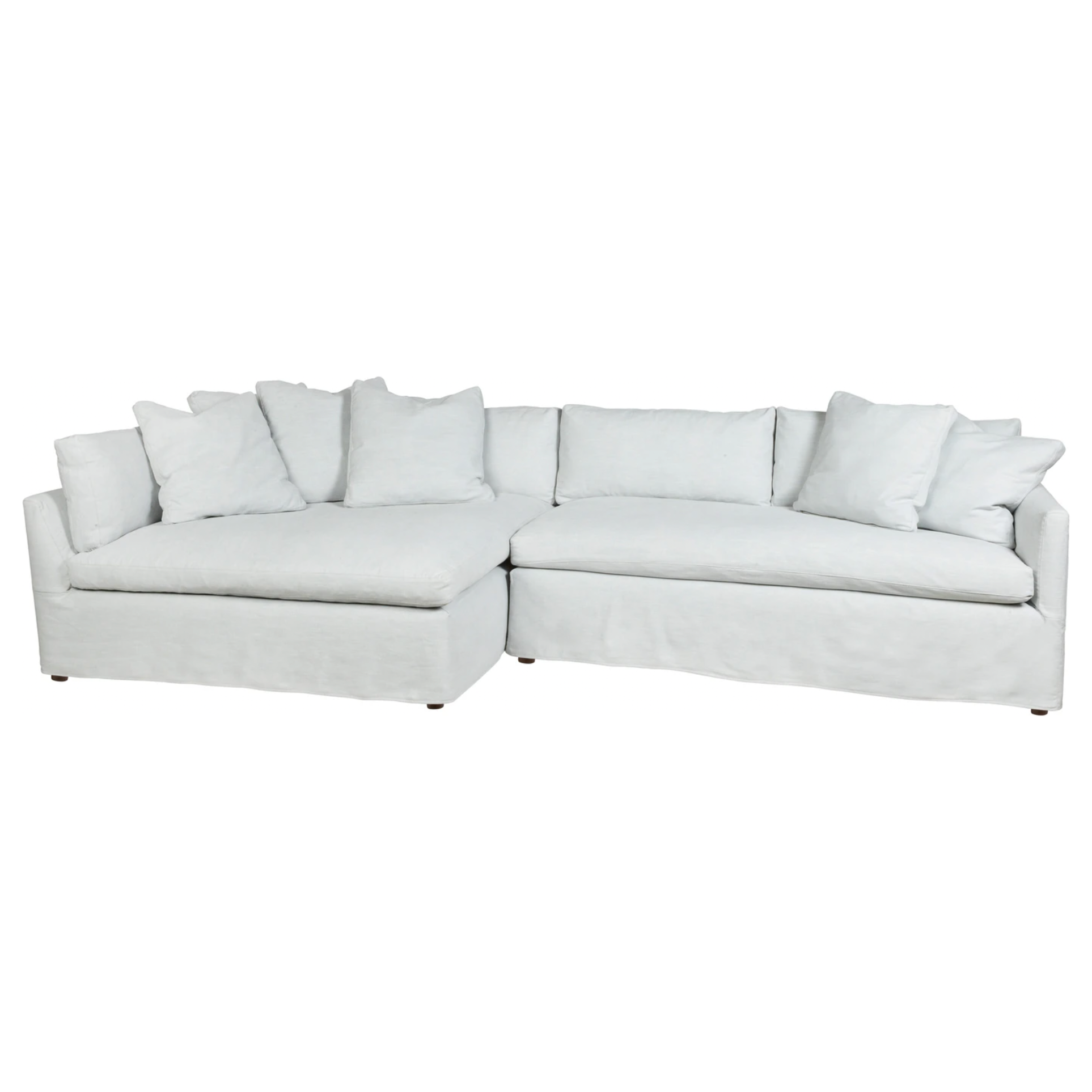 Featuring Harbor 2 Piece Sectional by Cisco Brothers at Amethyst Home. A chic, yet simple design, the Gunner Upholstered Sofa by Cisco Brothers boasts a streamlined frame supported by tapered legs. This sofa is beautifully detailed, with piping on the body and top stitch on cushions. It has a traditional yet sleek look, ideal for entertaining. Photographed . Amethyst Home provides interior design, new home construction design consulting, vintage area rugs, and lighting in the Houston metro area.