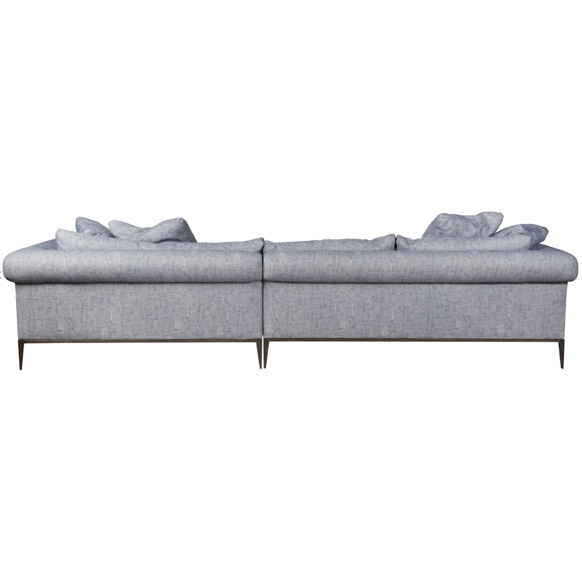 Featuring Henrietta Upholstered 2pc Sectional by Cisco Brothers at Amethyst Home. The Henrietta Upholstered 2 pc Sofa by Cisco Brothers is the perfect centerpiece to your living room style. This modern sectional has a distinctive style, with elegant roll arms and metal black-rust legs. Update your space with this mid-century influenced piece. Photographe. Amethyst Home provides interior design, new home construction design consulting, vintage area rugs, and lighting in the Los Angeles metro area.