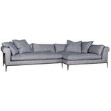 Featuring Henrietta Upholstered 2pc Sectional by Cisco Brothers at Amethyst Home. The Henrietta Upholstered 2 pc Sofa by Cisco Brothers is the perfect centerpiece to your living room style. This modern sectional has a distinctive style, with elegant roll arms and metal black-rust legs. Update your space with this mid-century influenced piece. Photographed in . Amethyst Home provides interior design, new home construction design consulting, vintage area rugs, and lighting in the Boston metro area.