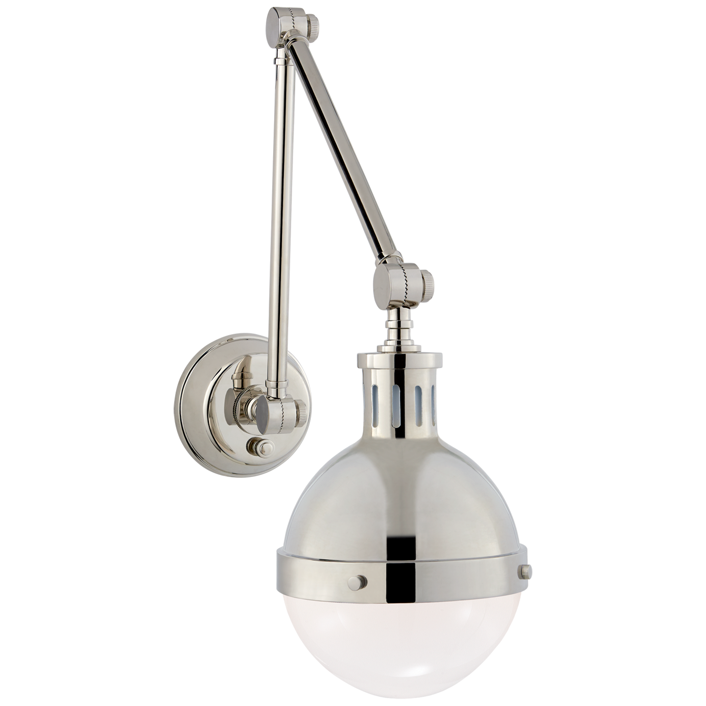 Featuring Hicks Library Light by Visual Comfort at Amethyst Home. We love how the Hicks Library Light by Visual Comfort has two points of movement with a dimmer on the backplate. A classy, gorgeous lighting to add to your study, hallway, or other area needing extra light,
Overall Dimensions: 7.5" L x 7.5" W x 17.75" HWeight: 9 lbs.  Amethyst Home provides interior design, new home construction design consulting, vintage area rugs, and lighting in the Nashville metro area.