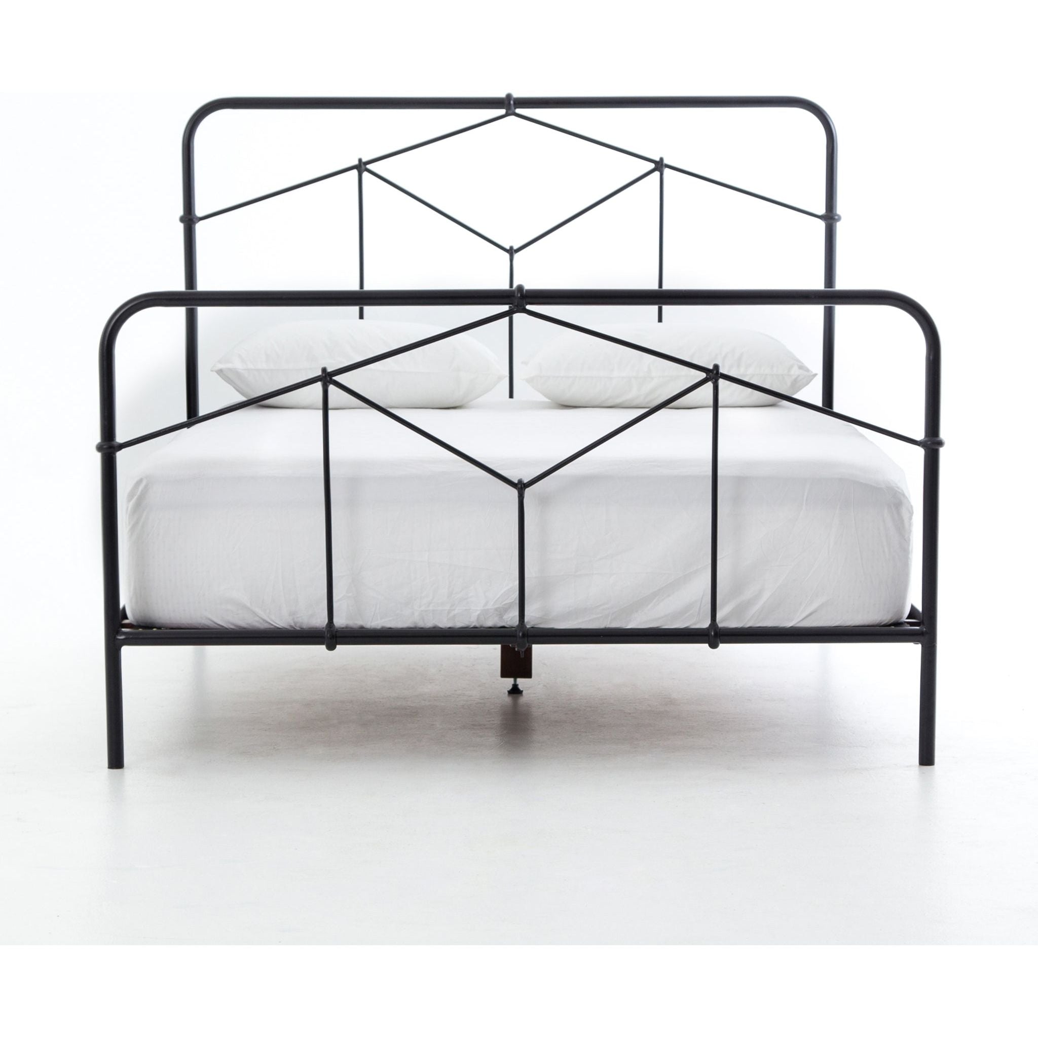 Featuring Winston Bed by Four Hands at Amethyst Home. Vintage style for a classic bedroom look.  Durable, heavy iron makes for a supportive, wiggle-free bed.
King Size Overall Dimensions: 77.50"W x 83.50"L x 51"HQueen Size Overall Dimensions: 61.50"W x 84"L x 51.50"HTwin Size Overall Dimensions: 40.50"W x 78.50"L x 51"H
Colors: Sandblasted Vintage BlackMateri.  Amethyst Home provides interior design, new home construction design consulting, vintage area rugs, and lighting in the Dallas metro area.