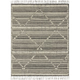Featuring Iman Ivory/Charcoal Hand-Knotted Rug by Loloi at Amethyst Home. A new take on Moroccan style rugs, the Iman Collection is hand-knotted of 100% wool pile by skilled artisans in India. The surface features linear and braided details, creating tonal variations that make each piece unique. Plus, each design is finished with playful fringe.
Hand K.  Amethyst Home provides interior design, new home construction design consulting, vintage area rugs, and lighting in the Winter Garden metro area.