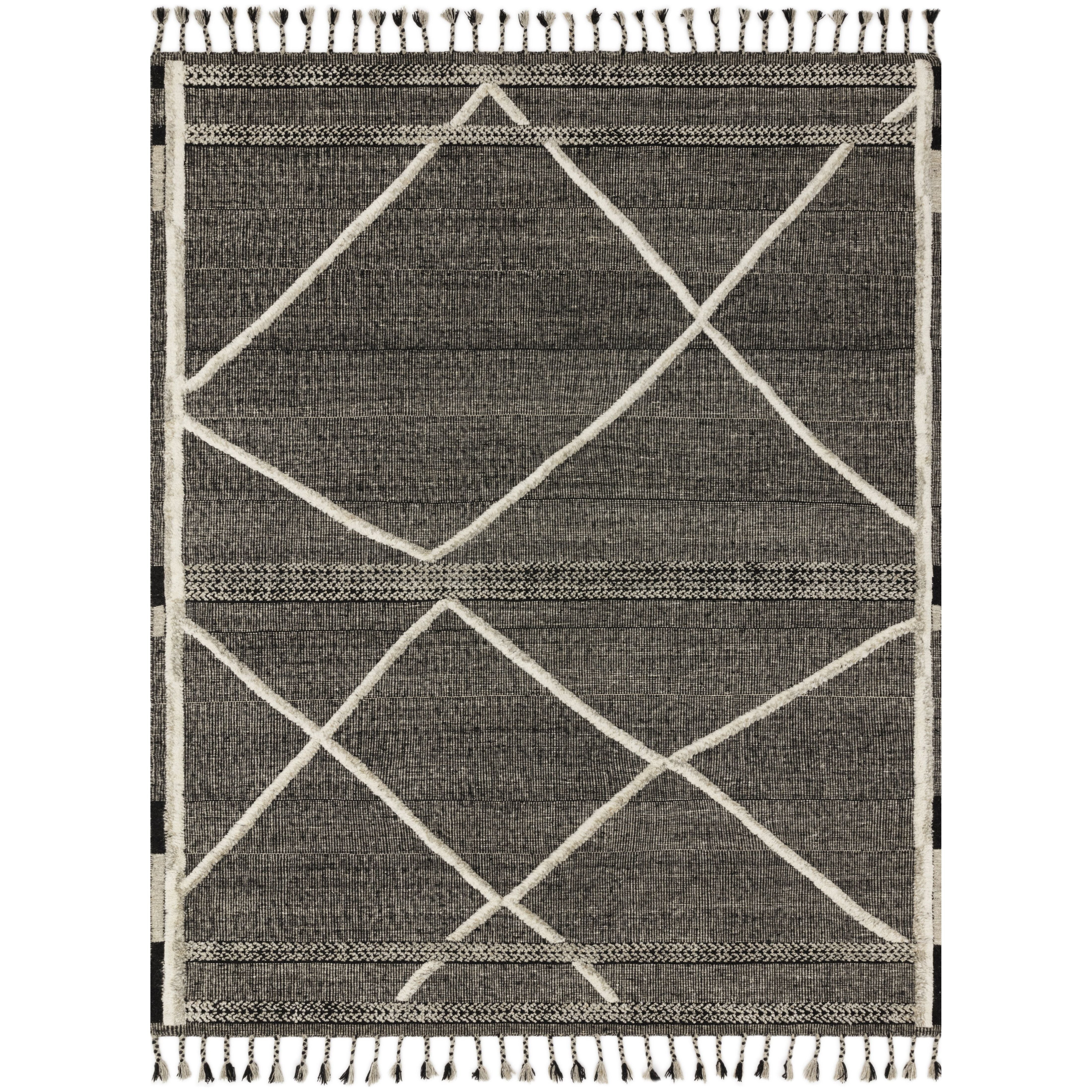 Featuring Iman Beige/Charcoal Hand-Knotted Rug by Loloi at Amethyst Home. A new take on Moroccan style rugs, the Iman Collection is hand-knotted of 100% wool pile by skilled artisans in India. The surface features linear and braided details, creating tonal variations that make each piece unique. Plus, each design is finished with playful fringe.
Hand Knot.  Amethyst Home provides interior design, new home construction design consulting, vintage area rugs, and lighting in the Scottsdale metro area.