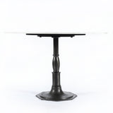 Featuring Lucy Carbon Wash Round Dining Table by Four Hands at Amethyst Home. The Lucy Carbon Wash Round Dining Table beautifully captures the French industrial meets dining table vibe. Beautifully detailed, 8-sided cast iron pedestal supports a dramatic white marble top with a bull-nosed edge.
Size: 48"w x 48"d x 30"hWeight: 227.17 lbs
Size: 60"w x 6.  Amethyst Home provides interior design, new home construction design consulting, vintage area rugs, and lighting in the Salt Lake City metro area.