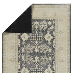 Featuring Boheme Pia Rug by Jaipur Living at Amethyst Home. The Boheme Pia Rug brings vintage inspiration to life with ornate, worldly designs and a timeless distress effect. The Pia area rug boasts a Persian-inspired center medallion, short fringe and detail-rich border in a navy, cream, gray, and pastel green colorway. This zero-pile rug is printed on cotton, polyester, and soft chenill. Amethyst Home provides interior design services, furniture, rugs, and lighting in the Kansas City metro area.
