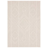 Featuring Continuum Cardinal Rug by Jaipur Living at Amethyst Home. The Continuum collection brings the classic sisal look to outdoor spaces and high-traffic indoor areas. The soft Axiom design features an abstract, geometric pattern with cream high-low pile for added dimension. The polypropylene fibers are stain and water resistant for an easy-care accent. Amethyst Home provides interior design, new home construction design consulting, vintage area rugs, and lighting in the Des Moines metro area.