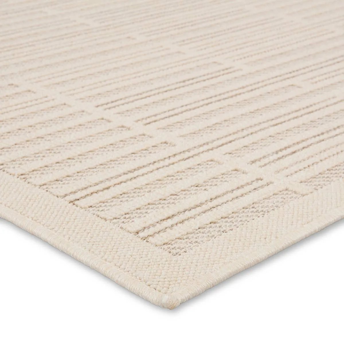 Featuring Continuum Quantum Rug by Jaipur Living at Amethyst Home. The Continuum collection brings the classic sisal look to outdoor spaces and high-traffic indoor areas. The soft Axiom design features an abstract, geometric pattern with cream high-low pile for added dimension. The polypropylene fibers are stain and water resistant for an easy-care accent p. Amethyst Home provides interior design, new home construction design consulting, vintage area rugs, and lighting in the Nashville metro area.