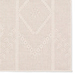 Featuring Continuum Cardinal Rug by Jaipur Living at Amethyst Home. The Continuum collection brings the classic sisal look to outdoor spaces and high-traffic indoor areas. The soft Axiom design features an abstract, geometric pattern with cream high-low pile for added dimension. The polypropylene fibers are stain and water resistant for an easy-care accent p. Amethyst Home provides interior design, new home construction design consulting, vintage area rugs, and lighting in the Portland metro area.