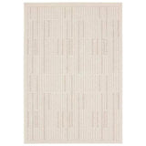 Featuring Continuum Quantum Rug by Jaipur Living at Amethyst Home. The Continuum collection brings the classic sisal look to outdoor spaces and high-traffic indoor areas. The soft Axiom design features an abstract, geometric pattern with cream high-low pile for added dimension. The polypropylene fibers are stain and water resistant for an easy-care accent pie. Amethyst Home provides interior design, new home construction design consulting, vintage area rugs, and lighting in the Seattle metro area.