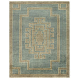 Featuring Cyprus Kyrenia Blue Hand-Knotted Rug by Jaipur Living at Amethyst Home. The hand-knotted Cyprus collection showcases a modern representation of vintage Kars designs with clean-lined geometric details and fresh colorways. The blue, sage, and cream Kyrenia design delights with an antique medallion pattern and a similarly styled border. Low pile and naturally stain resist. Amethyst Home provides interior design, new construction, custom furniture, and area rugs in the Des Moines metro area.