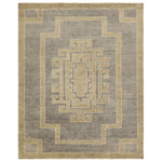 Featuring Cyprus Gray Kyrenia Hand-Knotted Rug by Jaipur Living at Amethyst Home. The hand-knotted Cyprus collection showcases a modern representation of vintage Kars designs with clean-lined geometric details and fresh colorways. The gray, sage, and cream Kyrenia design delights with an antique medallion pattern and a similarly styled border. Low pile and naturally stain resistant f. Amethyst Home provides interior design, new construction, custom furniture, and area rugs in the Tampa metro area.