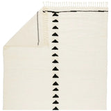 Featuring Desouk Vendace Rug by Jaipur Living at Amethyst Home. The Desouk collection melds modern allure with the global vibes of Morocco. The Vendace hand-knotted rug showcases a geometric linear pattern with contrasting black and cream tones. This handcrafted rug boasts plush, cut wool pile that pairs beautifully with braided tassel details. Perfect for adding warmth to cozy bedrooms an. Amethyst Home provides interior design services, furniture, rugs, and lighting in the Des Moines metro area.