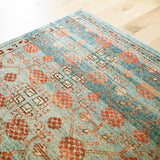 Featuring Eden Anemone Hand-Knotted Rug by Jaipur Living at Amethyst Home. The Eden Anemone pairs fresh, vibrant colors with provincial Persian motifs for the perfect blend of new and time-honored. This hand-knotted wool rug features a hand-sheared quality that lends the design a perfectly vintage and a lovingly worn look. The vibrant tones of the Anemone r. Amethyst Home provides interior design, new home construction design consulting, vintage area rugs, and lighting in the Charlotte metro area.