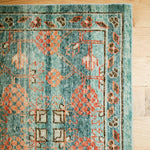 Featuring Eden Anemone Hand-Knotted Rug by Jaipur Living at Amethyst Home. The Eden Anemone pairs fresh, vibrant colors with provincial Persian motifs for the perfect blend of new and time-honored. This hand-knotted wool rug features a hand-sheared quality that lends the design a perfectly vintage and a lovingly worn look. The vibrant tones of the Anemo. Amethyst Home provides interior design, new home construction design consulting, vintage area rugs, and lighting in the Winter Garden metro area.