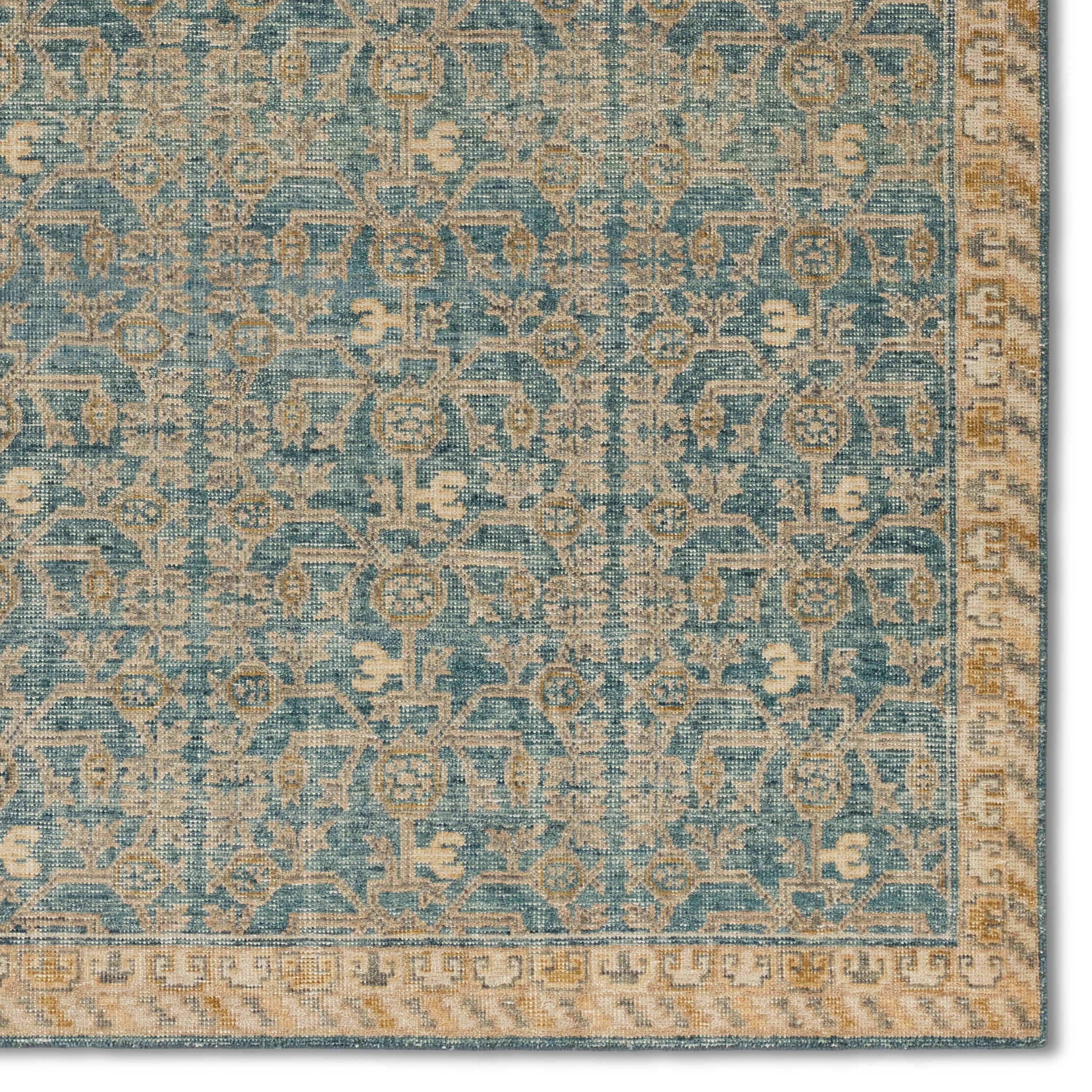 Featuring Eden Dark Turquoise Merriman Hand-Knotted Rug by Jaipur Living at Amethyst Home. The Eden collection pairs fresh, vibrant colors with provincial Persian motifs for the perfect blend of new and time-honored. This hand-knotted wool rug features a hand-sheared quality that lends the design a perfectly vintage and a lovingly worn look. The earthy tones of the Merriman rug p. Amethyst Home provides interior design, new construction, custom furniture, and area rugs in the Nashville metro area.