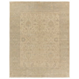 Featuring Eloquent Verity Natural Hand-Knotted Rug by Jaipur Living at Amethyst Home. The Eloquent collection emanates traditional elegance, lending a soft and serene look to transitional homes. The Verity area rug features a faded Oushak design in muted cream, light sage, and gray tones. This hand-knotted wool and viscose rug grounds living spaces with a classic, earthy look. C. Amethyst Home provides interior design, new construction, custom furniture, and area rugs in the Washington metro area.