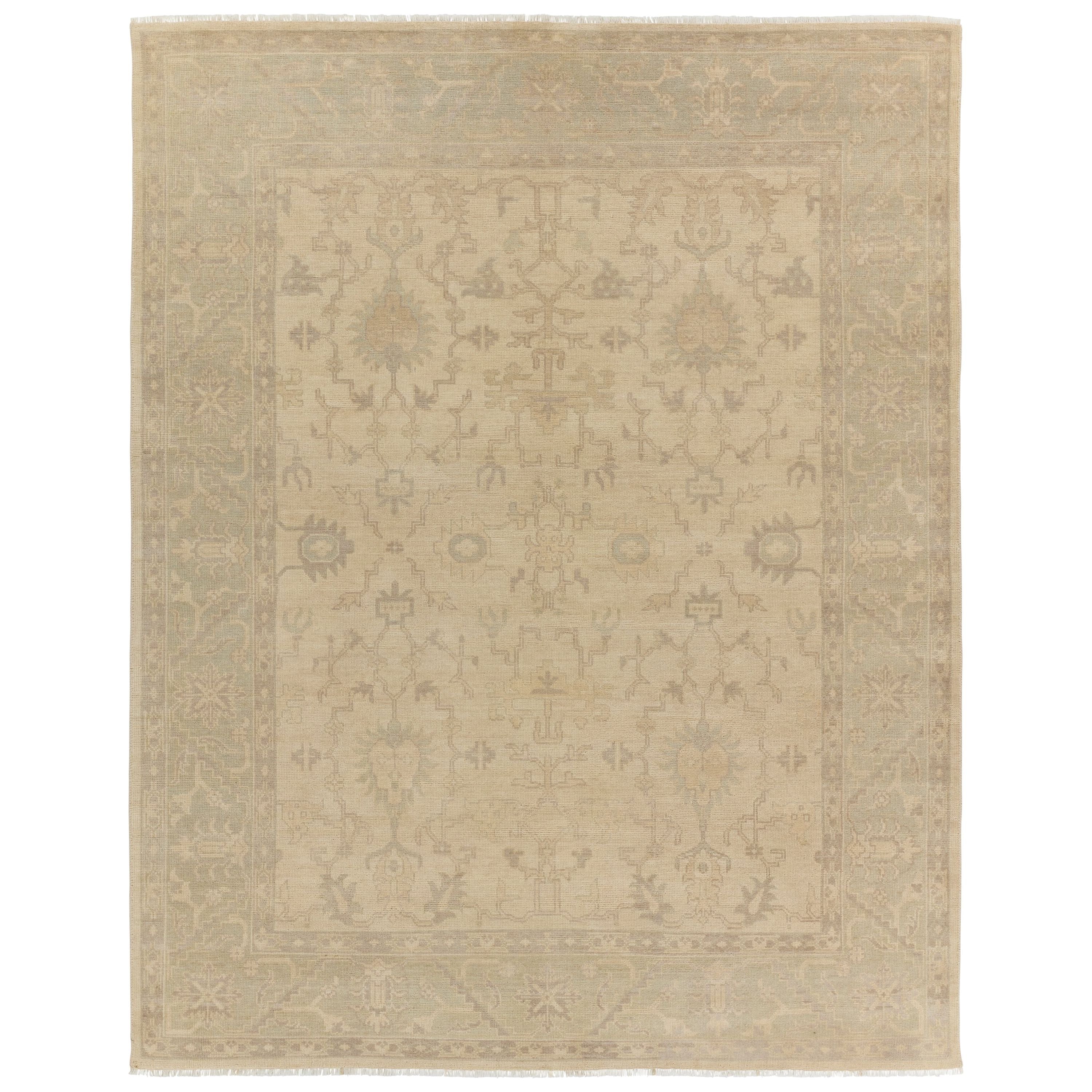 Featuring Eloquent Verity Natural Hand-Knotted Rug by Jaipur Living at Amethyst Home. The Eloquent collection emanates traditional elegance, lending a soft and serene look to transitional homes. The Verity area rug features a faded Oushak design in muted cream, light sage, and gray tones. This hand-knotted wool and viscose rug grounds living spaces with a classic, earthy look. C. Amethyst Home provides interior design, new construction, custom furniture, and area rugs in the Washington metro area.