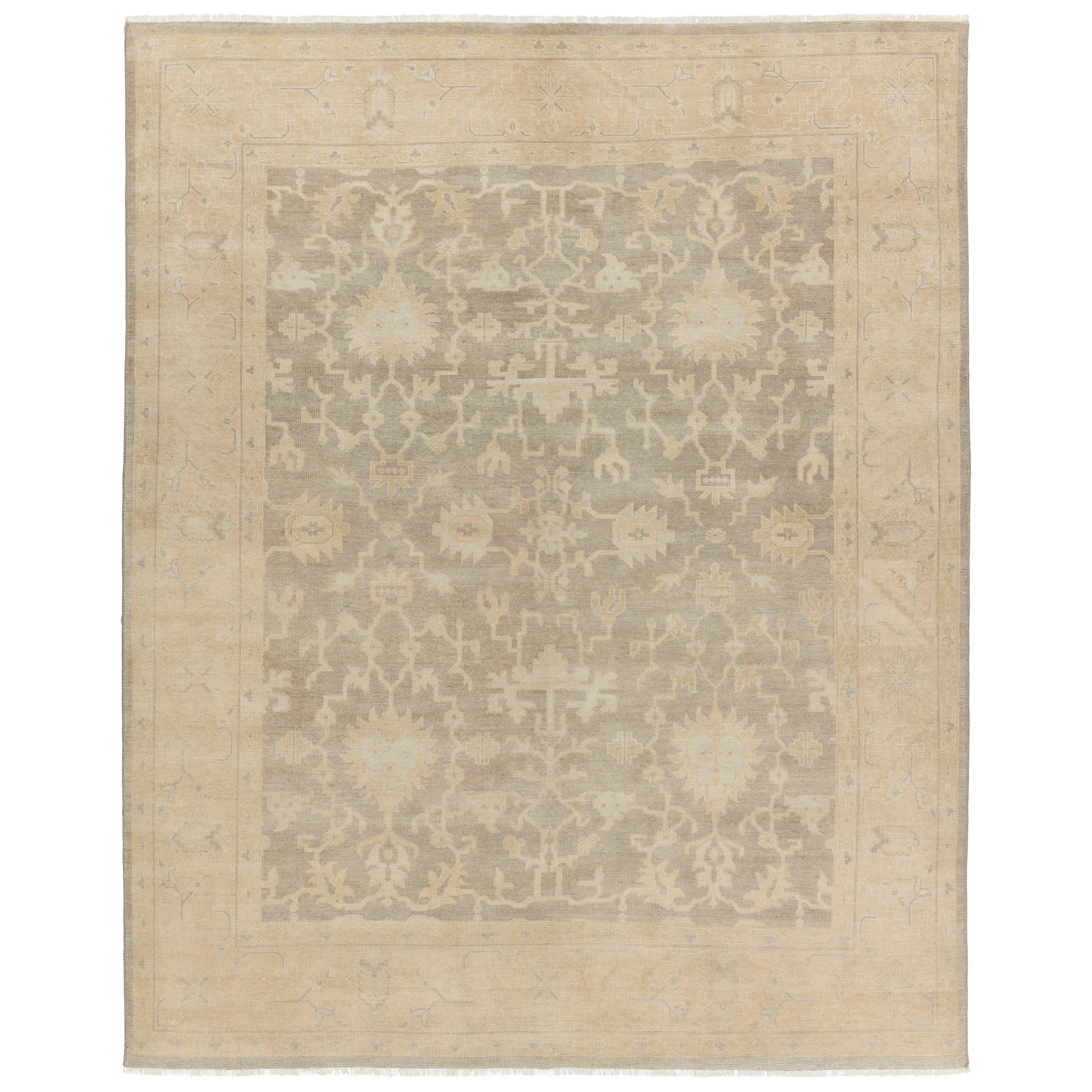 Featuring Eloquent Beige Verity Hand-Knotted Rug by Jaipur Living at Amethyst Home. The Eloquent collection emanates traditional elegance, lending a soft and serene look to transitional homes. The Verity area rug features a faded Oushak design in muted beige, light gray, and tan tones. This hand-knotted wool and viscose rug grounds living spaces with a classic, earthy look. Craft. Amethyst Home provides interior design, new construction, custom furniture, and area rugs in the Charlotte metro area.