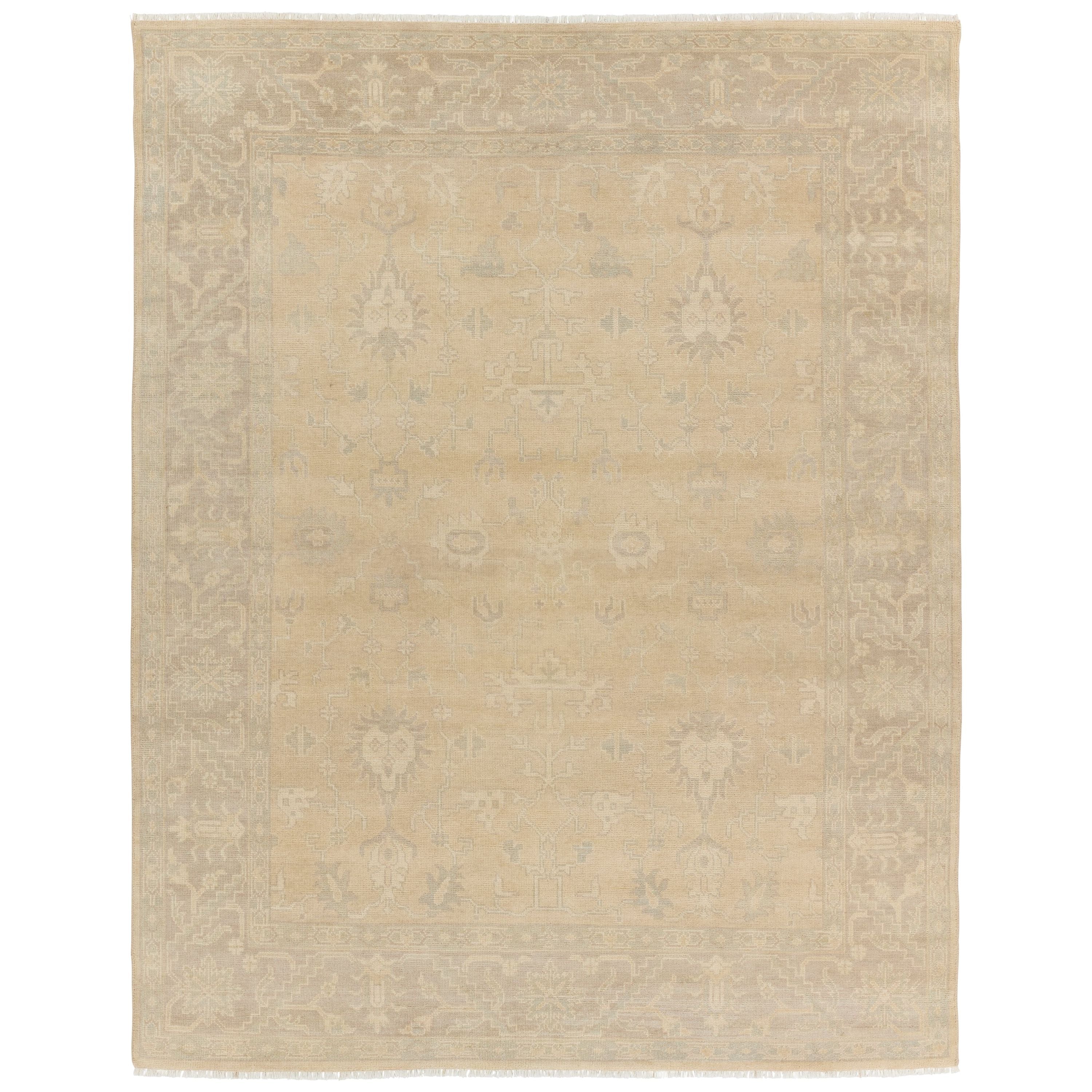Featuring Eloquent Cream Verity Hand-Knotted Rug by Jaipur Living at Amethyst Home. The Eloquent collection emanates traditional elegance, lending a soft and serene look to transitional homes. The Verity area rug features a faded Oushak design cream, gray, and light sage tones. This hand-knotted wool and viscose rug grounds living spaces with a classic, earthy look. Crafted of du. Amethyst Home provides interior design, new construction, custom furniture, and area rugs in the Charlotte metro area.