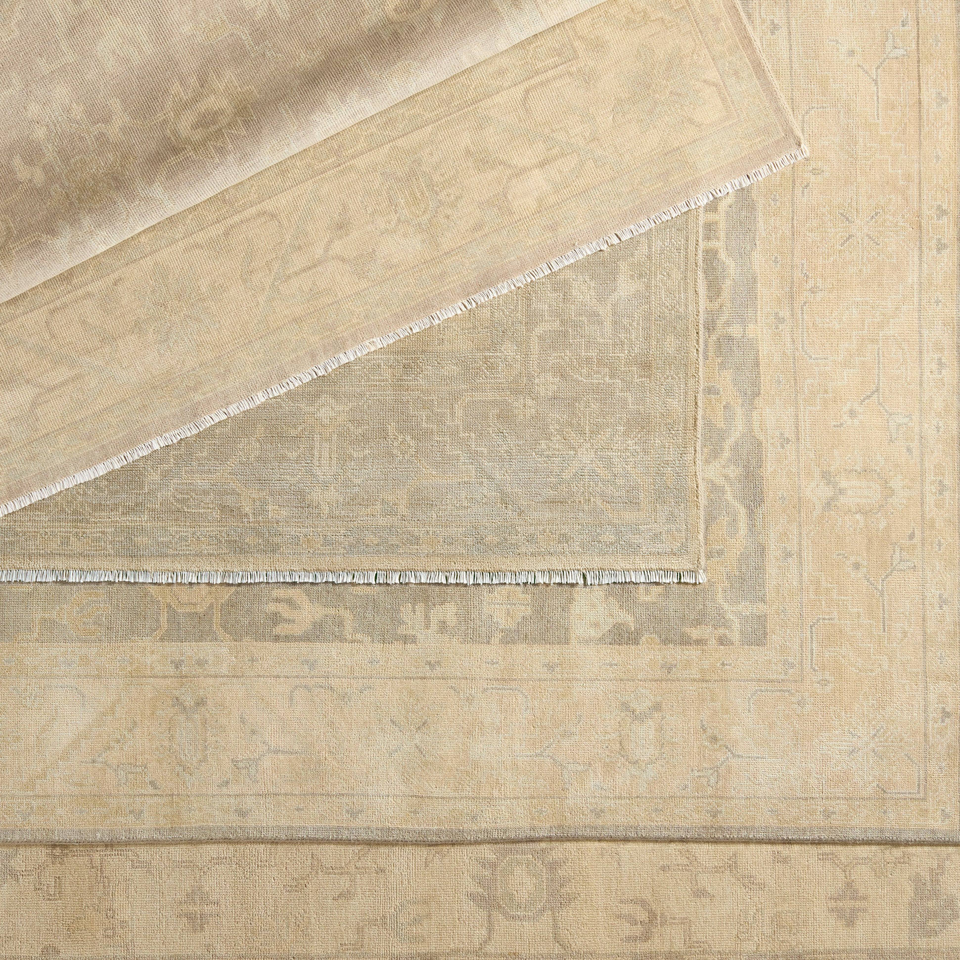 Featuring Eloquent Cream Verity Hand-Knotted Rug by Jaipur Living at Amethyst Home. The Eloquent collection emanates traditional elegance, lending a soft and serene look to transitional homes. The Verity area rug features a faded Oushak design cream, gray, and light sage tones. This hand-knotted wool and viscose rug grounds living spaces with a classic, earthy look. Crafted o. Amethyst Home provides interior design, new construction, custom furniture, and area rugs in the Newport Beach metro area.