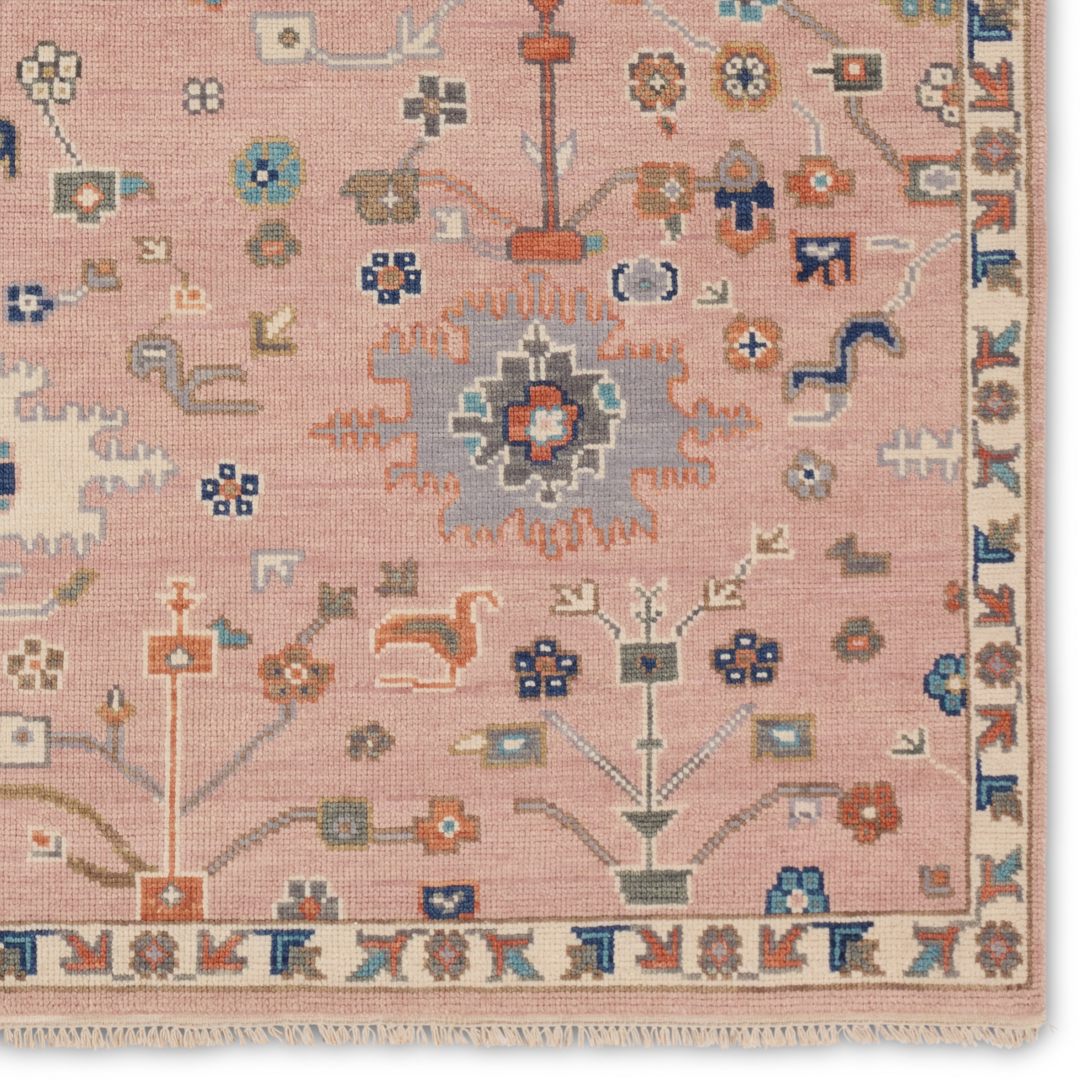 Featuring Everly Matera Hand-Knotted Rug by Jaipur Living at Amethyst Home. The updated traditional Everly collection features Oushak-inspired designs in whimsical color palettes. The Matera design features a sweet colorway of pink, yellow, navy, cream, peach, and taupe. This hand-knotted wool rug anchors living spaces with a fresh take on vintage style. The low, easy-care pile . Amethyst Home provides interior design, new construction, custom furniture, and area rugs in the Washington metro area.