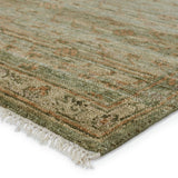 Featuring Jinsen Augusta Hand-Knotted Rug by Jaipur Living at Amethyst Home. The hand-knotted Jinsen Augusta features a fresh incarnation of the vintage Turkish textile look. Classic in pattern and modern in color, the Augusta rug boasts a beautiful palette of green, burnished gold, and hints of taupe featuring distinct dye-lot details and subtle fringe. This a. Amethyst Home provides interior design, new home construction design consulting, vintage area rugs, and lighting in the Miami metro area.