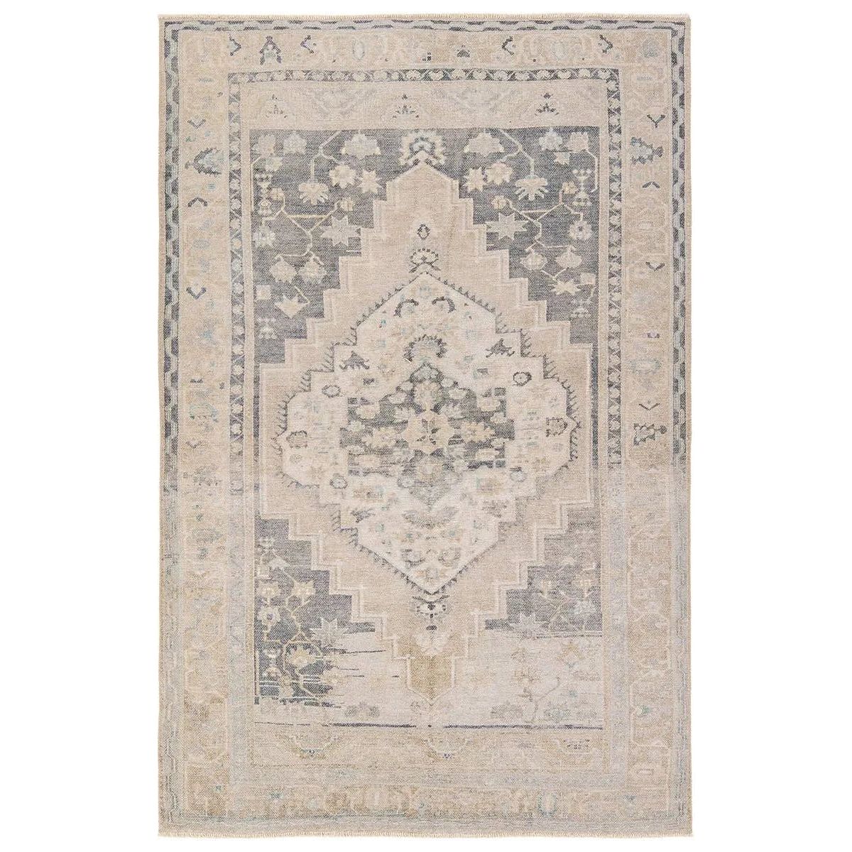Featuring Lumal Pasain Rug by Jaipur Living at Amethyst Home. Distressed, vintage designs offer an elevated tone for the Lumal Collection. The Pasin rug features an updated traditional inspired medallion and multiple floral borders in tones of navy, light green, cream, gray, and tan. This machine washable rug is stain resistant and easy to clean, perfect for . Amethyst Home provides interior design, new home construction design consulting, vintage area rugs, and lighting in the Houston metro area.