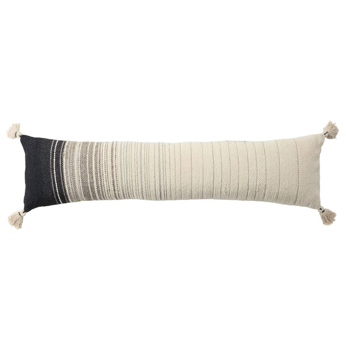Featuring Mercado Sabir Pillow by Jaipur Living at Amethyst Home. The Mercado pillow Sabir marries bohemian charm and irresistible texture. The Sabir lumbar pillow offers a warm and cozy accent to modern spaces with a versatile, striped design and bohemian-style corner tassels. Crafted of soft cotton, this plush accent's light gray, white, and black heather. Amethyst Home provides interior design, new home construction design consulting, vintage area rugs, and lighting in the Park City metro area.