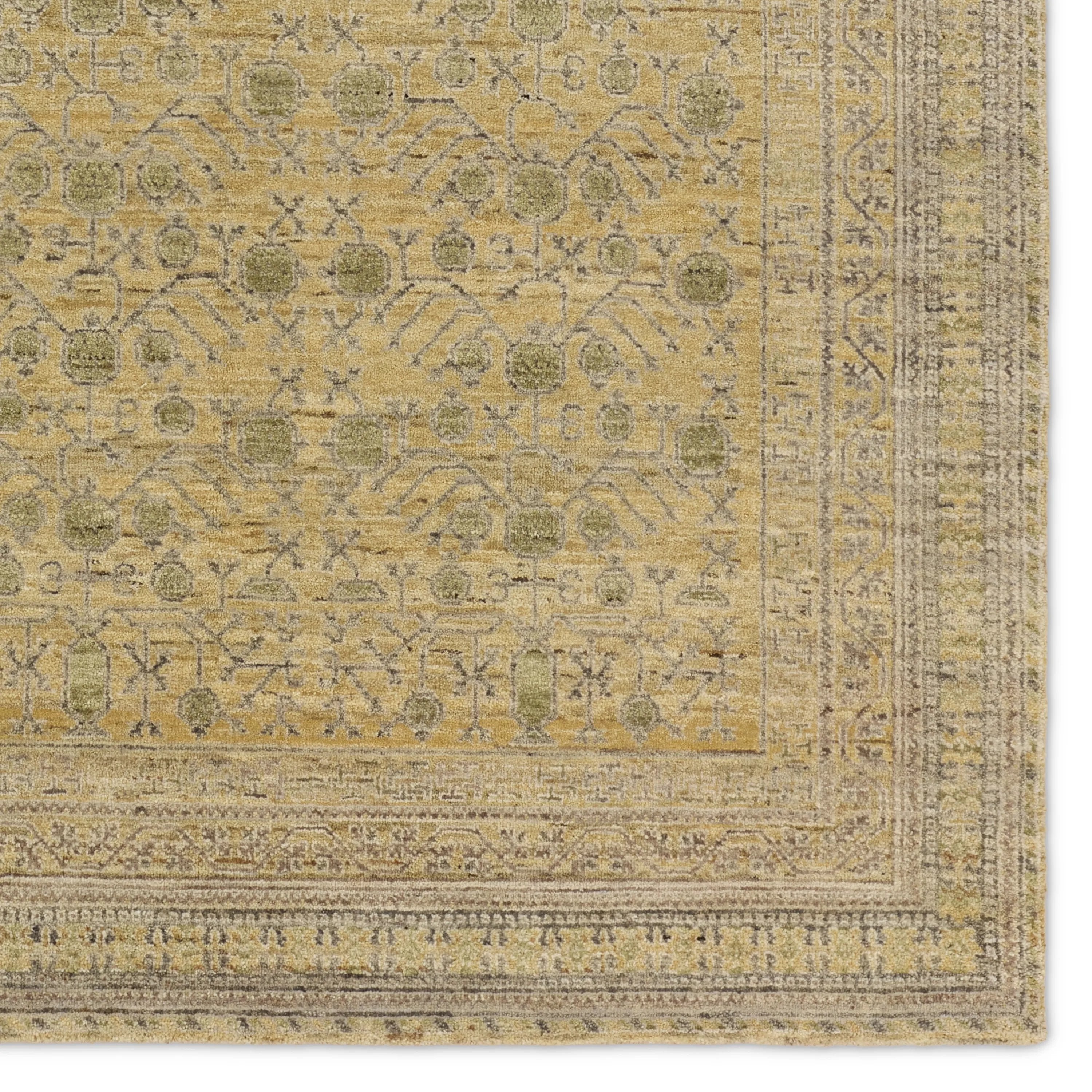 Featuring Mihret Delacor Hand Knotted Rug by Jaipur Living at Amethyst Home. The handknotted Mihret collection gathers inspiration from traditional patterns that offer elegance and a refined, modern colorway. Expertly handcrafted in India with 64 knots per square inch for unparalleled quality, the Delacor design features traditional trellis and geometric de. Amethyst Home provides interior design, new home construction design consulting, vintage area rugs, and lighting in the Calabasas metro area.