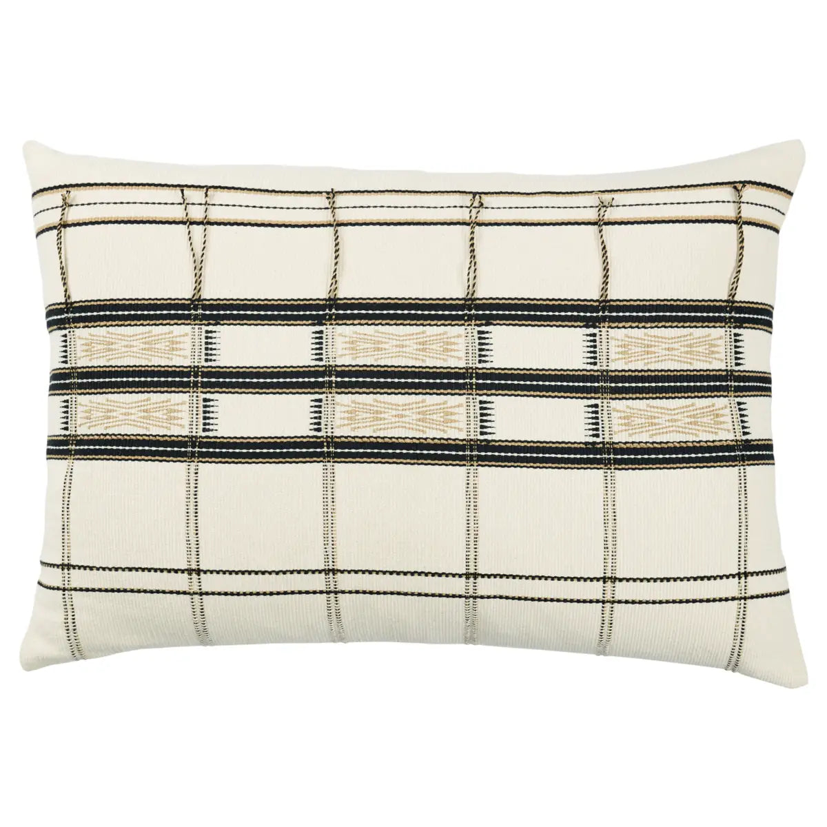 Featuring Nagaland Merima Pillow by Jaipur Living at Amethyst Home. The Nagaland Merima Pillow showcases the traditional loin-loom techniques of the indigenous tribes of the region. The artisan-made Merima throw pillow effortlessly combines heritage-rich tribal and stripe patterns with a versatile black, cream, and tan colorway for a stunning statement in any space. Crafted of soft, finel. Amethyst Home provides interior design services, furniture, rugs, and lighting in the Kansas City metro area.