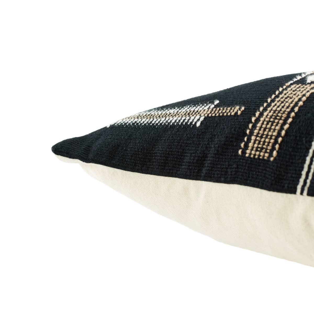 Featuring Nagaland Longkhum Pillow by Jaipur Living at Amethyst Home. Handmade by weavers in Nagaland, India, the Nagaland Longkhum showcases the traditional loin-loom techniques of the indigenous tribes of the region. The artisan-made Longkhum throw pillow effortlessly combines heritage-rich tribal patterns with a versatile black, tan, and cream colorway fo. Amethyst Home provides interior design, new home construction design consulting, vintage area rugs, and lighting in the Portland metro area.