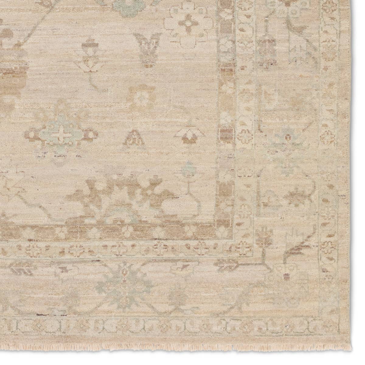 Featuring Orenda Kerensa Hand-Knotted Rug by Jaipur Living at Amethyst Home. The Orenda Kerensa features heirloom-quality designs of muted and uniquely updated Old World patterns. The Kerensa area rug boasts a beautifully washed medallion motif with an antique Oushak-inspired vibe. The ivory tone is accented with cool blue and warm beige hues for added depth . Amethyst Home provides interior design, new home construction design consulting, vintage area rugs, and lighting in the Houston metro area.