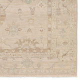Featuring Orenda Kerensa Hand-Knotted Rug by Jaipur Living at Amethyst Home. The Orenda Kerensa features heirloom-quality designs of muted and uniquely updated Old World patterns. The Kerensa area rug boasts a beautifully washed medallion motif with an antique Oushak-inspired vibe. The ivory tone is accented with cool blue and warm beige hues for added depth . Amethyst Home provides interior design, new home construction design consulting, vintage area rugs, and lighting in the Houston metro area.