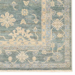 Featuring Orenda Kerensa Hand-Knotted Rug by Jaipur Living at Amethyst Home. The Orenda Kerensa features heirloom-quality designs of muted and uniquely updated Old World patterns. The Kerensa area rug boasts a beautifully washed medallion motif with an antique Oushak-inspired vibe. The cream tone is accented with cool blues, greens, and warm beige hues fo. Amethyst Home provides interior design, new home construction design consulting, vintage area rugs, and lighting in the Los Angeles metro area.