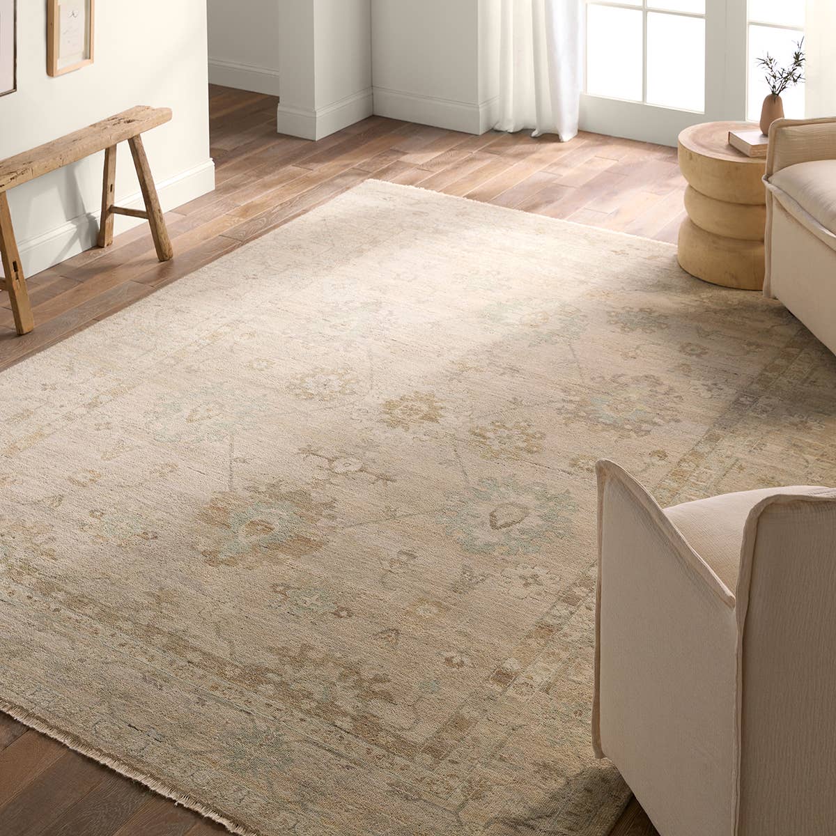 Featuring Orenda Kerensa Hand-Knotted Rug by Jaipur Living at Amethyst Home. The Orenda Kerensa features heirloom-quality designs of muted and uniquely updated Old World patterns. The Kerensa area rug boasts a beautifully washed medallion motif with an antique Oushak-inspired vibe. The ivory tone is accented with cool blue and warm beige hues for added . Amethyst Home provides interior design, new home construction design consulting, vintage area rugs, and lighting in the Newport Beach metro area.