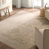 Featuring Orenda Kerensa Hand-Knotted Rug by Jaipur Living at Amethyst Home. The Orenda Kerensa features heirloom-quality designs of muted and uniquely updated Old World patterns. The Kerensa area rug boasts a beautifully washed medallion motif with an antique Oushak-inspired vibe. The ivory tone is accented with cool blue and warm beige hues for added . Amethyst Home provides interior design, new home construction design consulting, vintage area rugs, and lighting in the Newport Beach metro area.