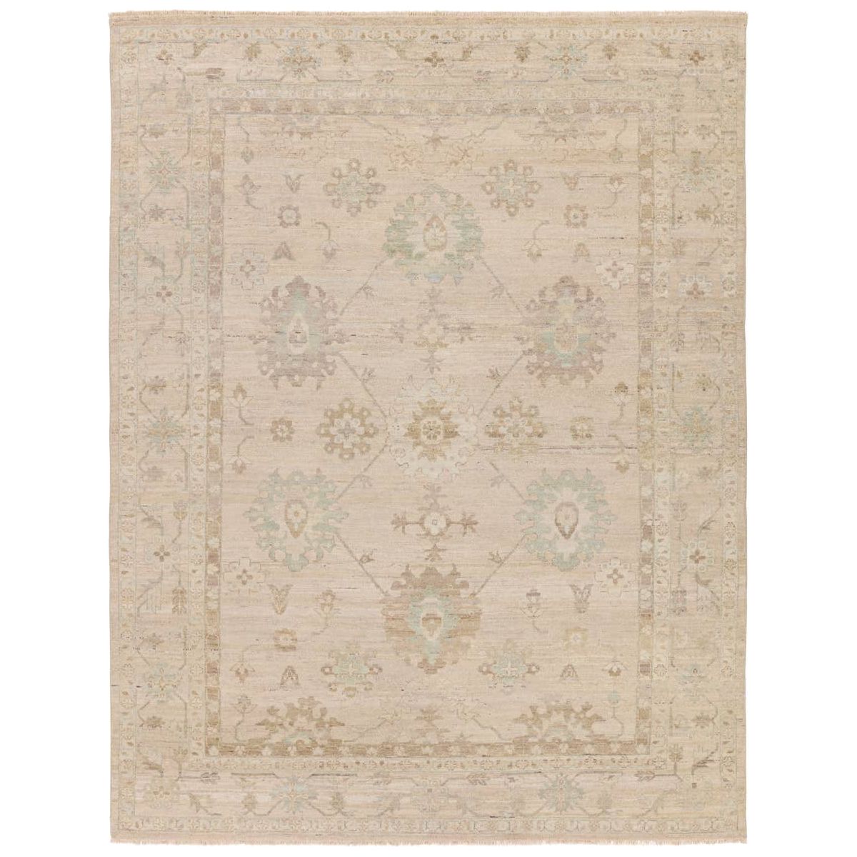 Featuring Orenda Kerensa Hand-Knotted Rug by Jaipur Living at Amethyst Home. The Orenda Kerensa features heirloom-quality designs of muted and uniquely updated Old World patterns. The Kerensa area rug boasts a beautifully washed medallion motif with an antique Oushak-inspired vibe. The ivory tone is accented with cool blue and warm beige hues for added dep. Amethyst Home provides interior design, new home construction design consulting, vintage area rugs, and lighting in the Scottsdale metro area.