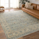 Featuring Orenda Titania Hand-Knotted Rug by Jaipur Living at Amethyst Home. The Orenda Titania features heirloom-quality designs of muted and uniquely updated Old World patterns. The Titania area rug boasts a beautiful medallion motif with floral details. The tan, blue, taupe, gray, and cream tones are grounding and neutral, perfect for providing an in. Amethyst Home provides interior design, new home construction design consulting, vintage area rugs, and lighting in the Newport Beach metro area.