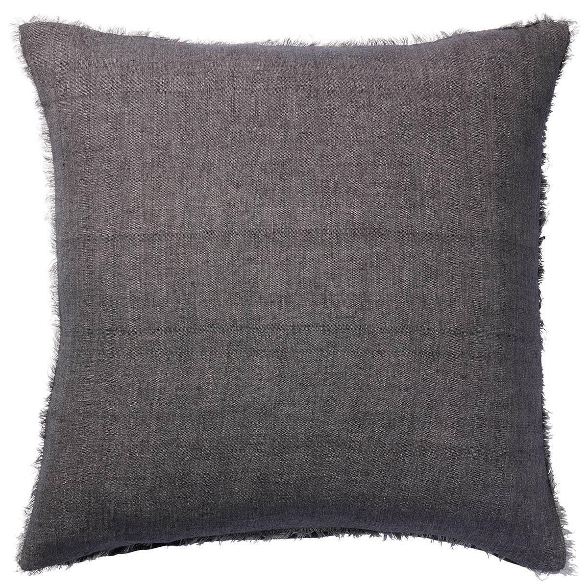 Featuring Origins Cassis Pillow by Jaipur Living at Amethyst Home. Linen is a fiber that takes on a soft beauty the more it is washed and worn ? its beauty is shaped by daily life. The handmade Cassis pillow features a soft charcoal color and a natural fringe on all sides. The gentle texture brings subtle sophistication to any contemporary home.Indoor P. Amethyst Home provides interior design, new home construction design consulting, vintage area rugs, and lighting in the Winter Garden metro area.