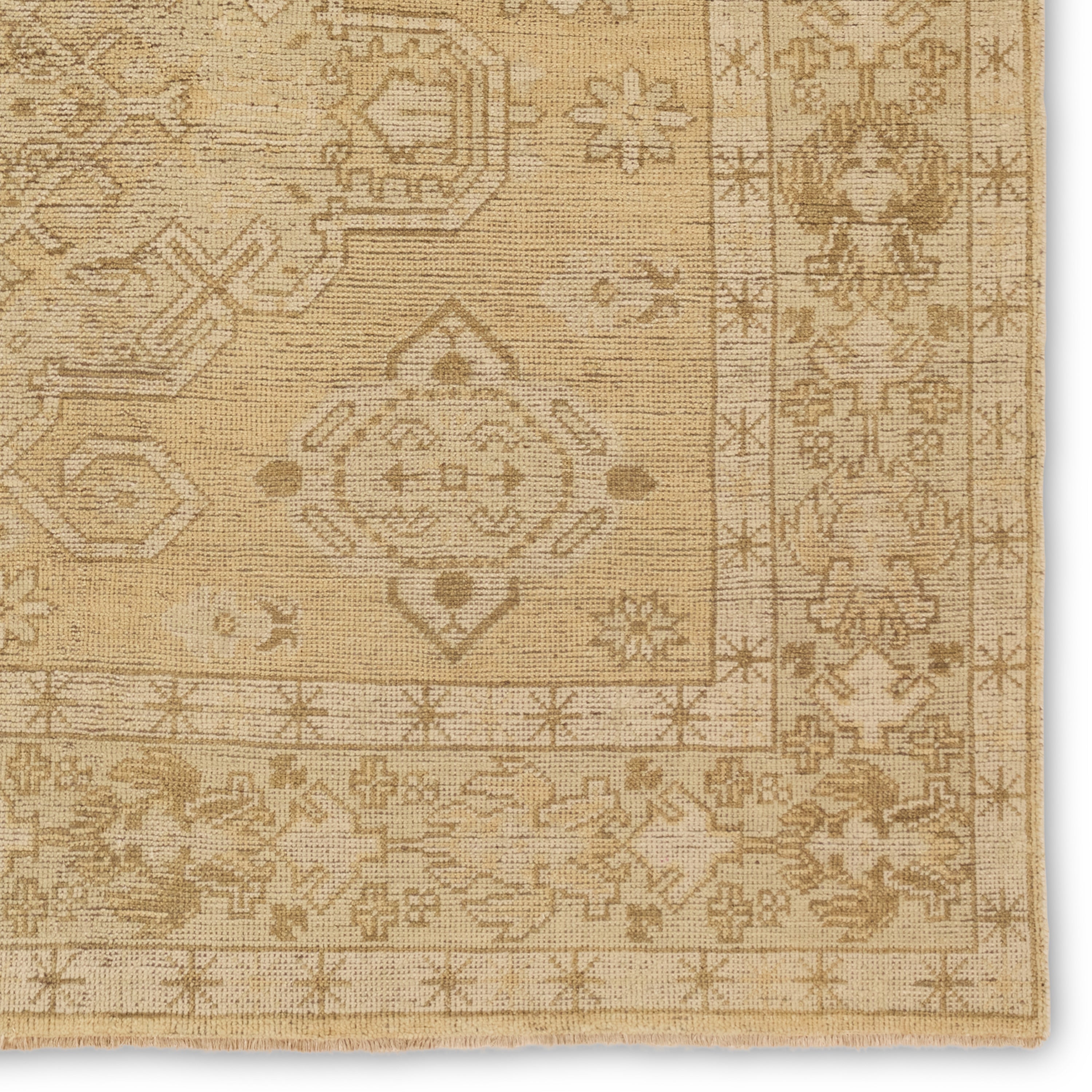 Featuring Rhapsody Folklore Hand-Knotted Rug by Jaipur Living at Amethyst Home. The Rhapsody collection features heirloom-quality designs of stunningly abrashed Old World patterns. The Folklore area rug boasts a beautifully washed medallion motif with a decorative border. The khaki tones are accented with cream and taupe hues for added depth and intrigue. This durable wool handk. Amethyst Home provides interior design, new construction, custom furniture, and area rugs in the Scottsdale metro area.