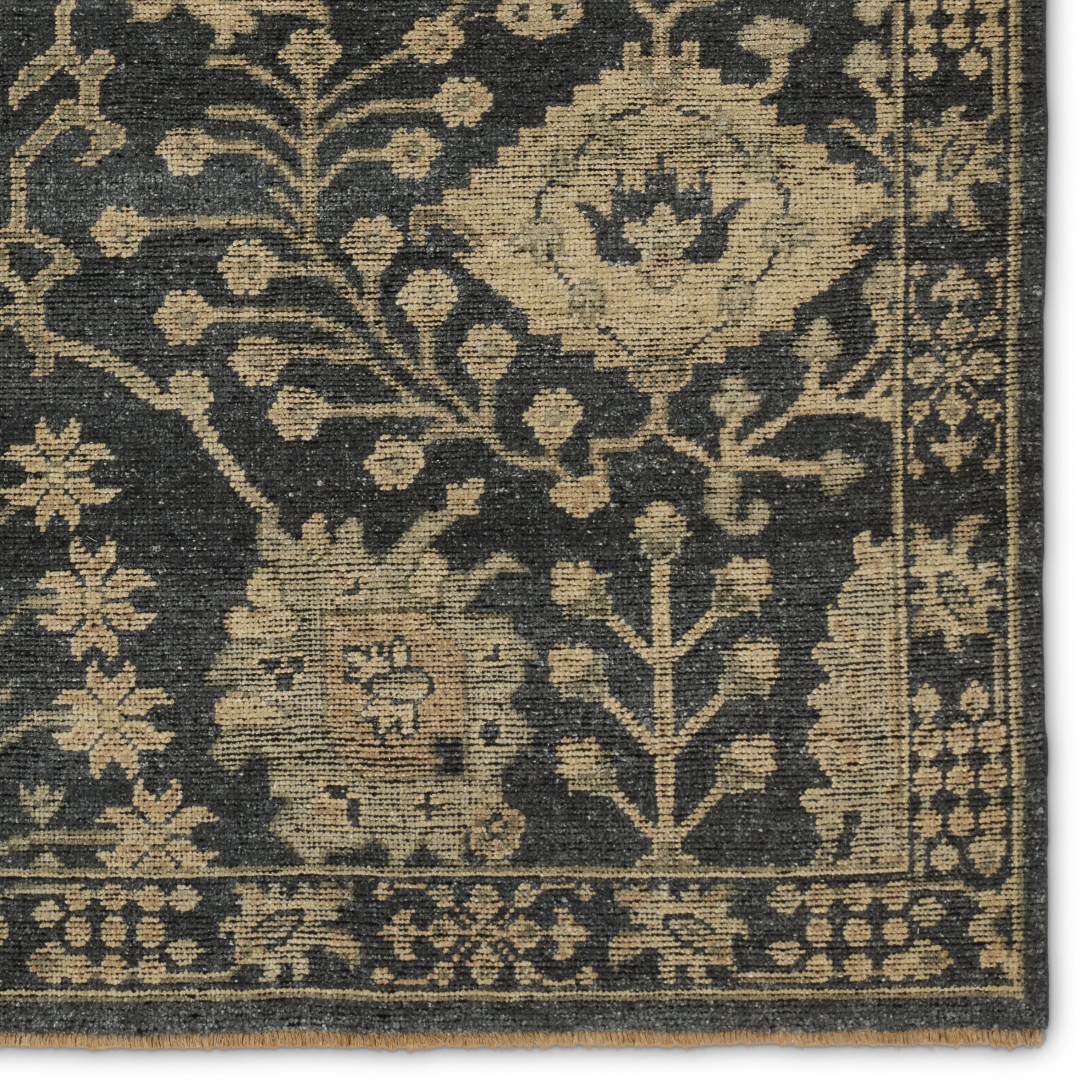 Featuring Rhapsody Maeli Hand-Knotted Rug by Jaipur Living at Amethyst Home. The Rhapsody collection features heirloom-quality designs of stunningly abrashed Old World patterns. The Maeli area rug boasts a beautifully washed Oushak motif with a decorative border. The dark gray tones are accented with khaki, cream, green, and beige hues for added depth and intrigue. This durable . Amethyst Home provides interior design, new construction, custom furniture, and area rugs in the Scottsdale metro area.