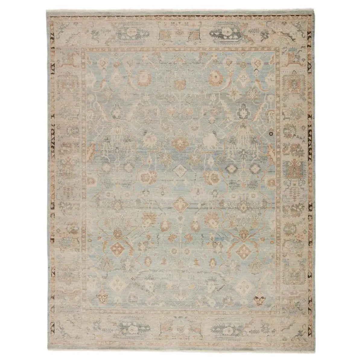 Featuring Someplace In Time Resonant Rug by Jaipur Living at Amethyst Home. Whimsical colorways combine with the opulent detail of a traditional-inspired pattern; the Someplace in Time collection represents nostalgia and progression, heritage and the contemporary. The Resonant rug features an earthen tan, natural beige, and light blue colorway that grounds spaces with luxe appeal and an e. Amethyst Home provides interior design services, furniture, rugs, and lighting in the Kansas City metro area.