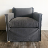 This chair is pure and simple! The Jan Chair by Verellen comes standard with spring down seat construction, boxed style back pillow with inside out stitch detail, and a double needle stitch detail. It's also available to order as a swivel and in the fabric of your choice.  Overall Height: 30” • Overall Width: 30” • Arm Height: 25” • Seat Height: 21” • Exterior Depth: 31” • Seat Depth: 19” • Inside Seat Depth: 25.5”